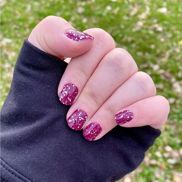 *Retired* Color Street: Wine Down | Deep Purple Red Silver Glitter Fall Dark - Picture 8 of 15